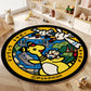VIKAMA Cartoon Round Carpet Gaming Computer Chair Floor Mat Girly Room Mat Bedroom Carpet Stain Resistant Home Decoration