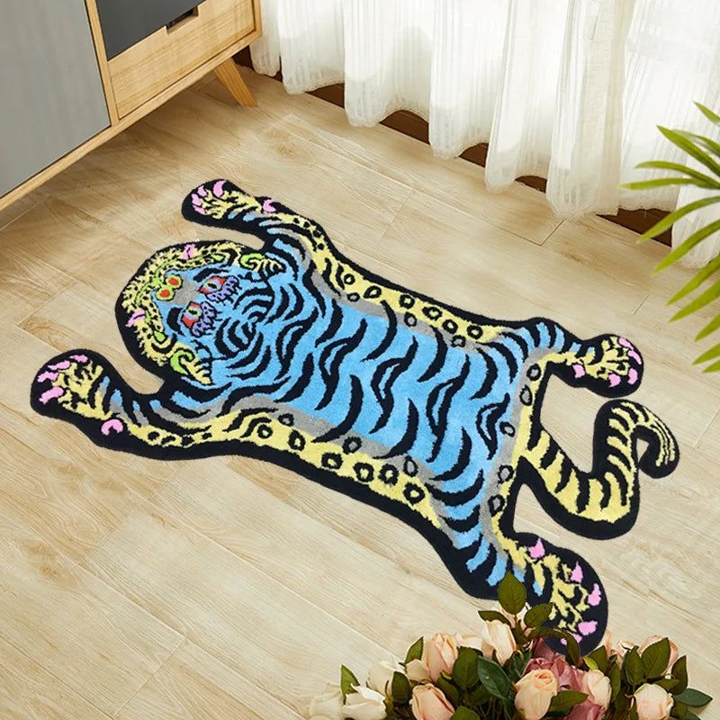 VIKAMA Bionic Tiger Patterned Rug - Exclusive Shaped Mat, Ideal for Living Room & Bedroom Decor, Must - Have Carpet
