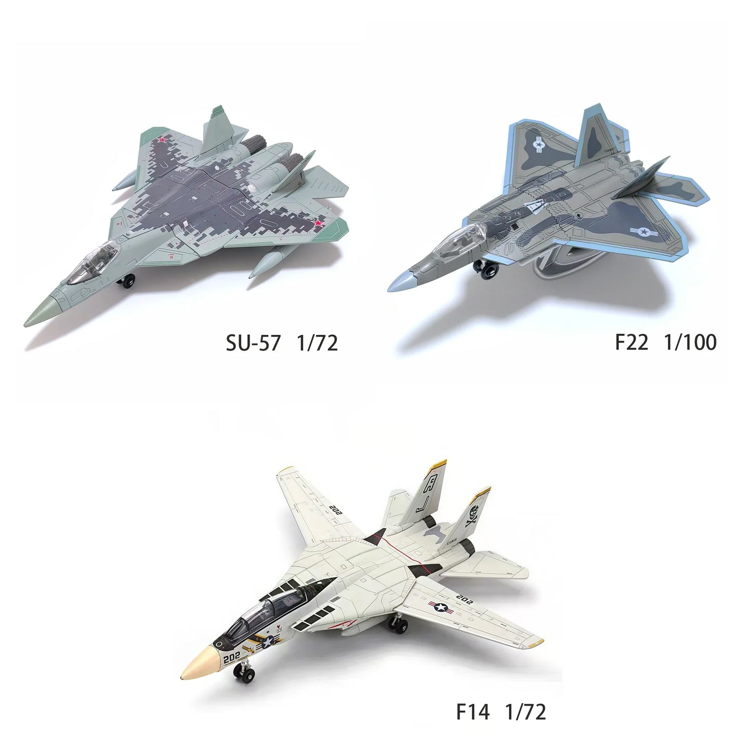 1/72 1/100 SU57 F22 F14 Scale Plastic Assembly Model airplane Home placement, collection and decoration Creative Gift