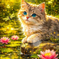 Cute Kittens Various Scenes Poster Funny Baby Cat in Daisy Field Watching Sunset on Beach Sleeping Canvas Print for Home Decor