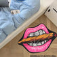 VIKAMA Creative Pink Lip Carpet Durable and Wear-Resistant Home Decor Bedside Rug Bedroom Entrance Doormat Home Decor Carpet