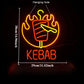 KEBAB Food LED Neon Sign with Flames and Knife for Kebab Shop Restaurant Bar Decor Home Party Unique Advertising Sign