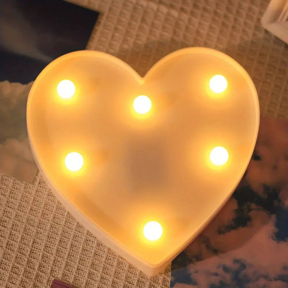 1PC Warm White Love&Heart Shaped LED Night Light,Battery Powered Decoration Light For Wedding,Proposal,Birthday,Party,Photo Prop