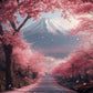 Pink City Asian Travel Japanese Cherry Blossoms At Mount Fuji Poster Light Prints Canvas Painting Wall Pictures Home Room Dec