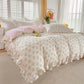 Bonenjoy Pink Color Duvet Cover with Ruffles 100%Cotton Flower Printed housse de couette for Girls Pure Cotton Bed Cover King