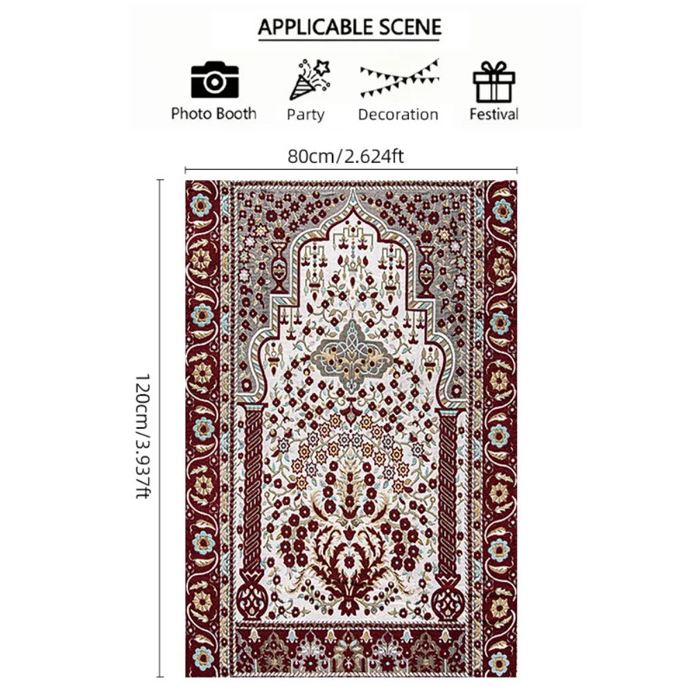 VIKAMA Classic Mosque Print Islamic Prayer Mat, Foldable Travel Muslim Rug, Washable Lightweight Janamaz for Eid Ramadan Gifts