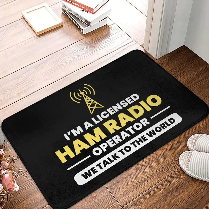 Licensed Ham Retro Radio Operator Doormat Anti-Slip Kitchen Bath Mat Living Room Door Mat Floor Entrance Carpet Rug Doormat