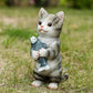 Cat Figurines Outdoor Garden Statues for Patio, Lawn Yard Decoration, Orange Cat Sculpture and Figurines Cat Lover Gifts Kitten