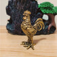 Elegant Brass Rooster Figurine - Intricate Golden Animal Decor for Home, Office, or Gift, Detailed Feathers & Comb, Rustic Table