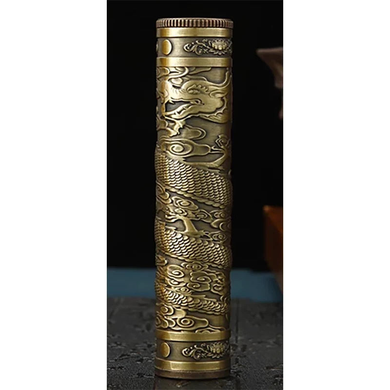Retro Buddha Metal Incense Case Relief Craft Dragon Incense Box Waterproof Incense Storage Box Incense Accessories