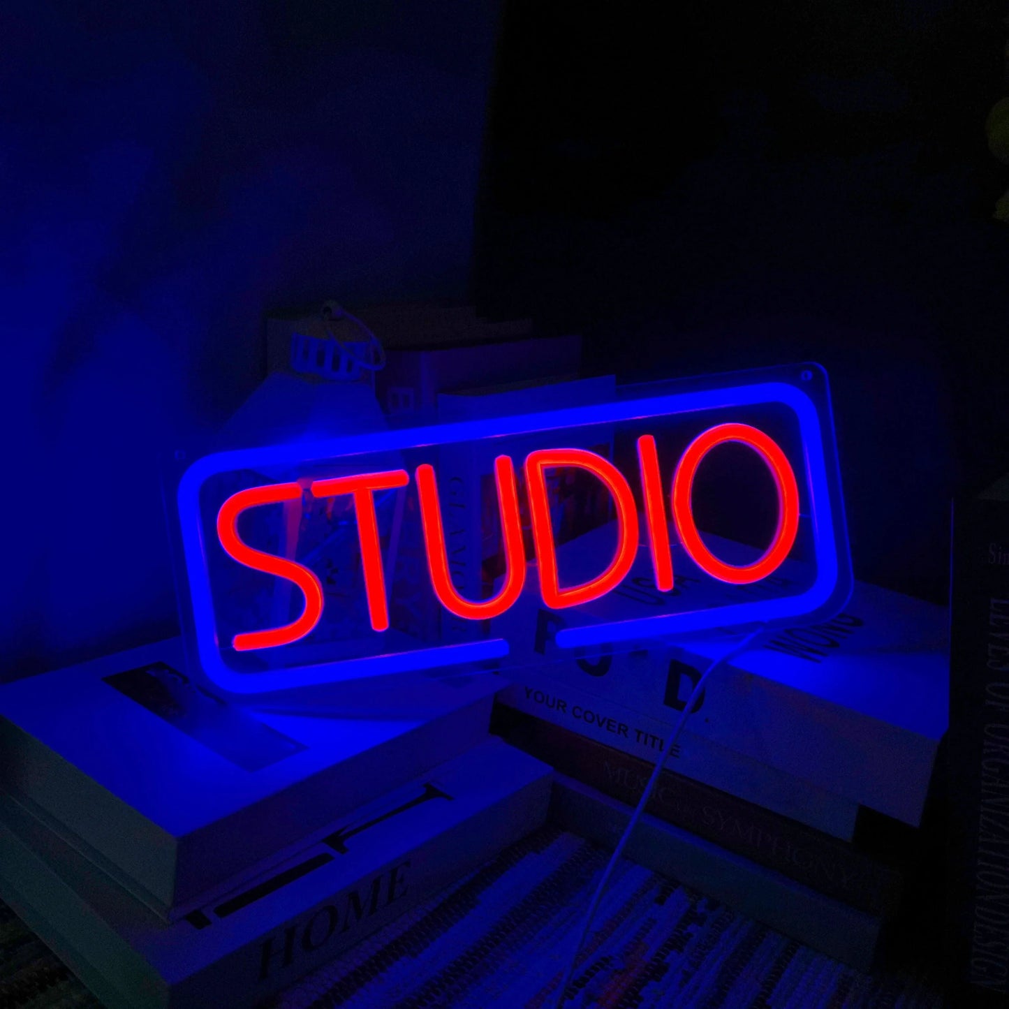 Studio Neon Sign Pink Blue LED Wall Art for Music Photo Studio Home Bar Cafe Decor Creative Business Lighting Vibrant Ambiance