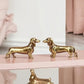 Pure Copper Dachshund Statue Vintage Brass Figurines Home Decote Desktop Ornament Miniatures Antique Tea Pet Crafts Gifts