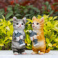 Cat Figurines Outdoor Garden Statues for Patio, Lawn Yard Decoration, Orange Cat Sculpture and Figurines Cat Lover Gifts Kitten