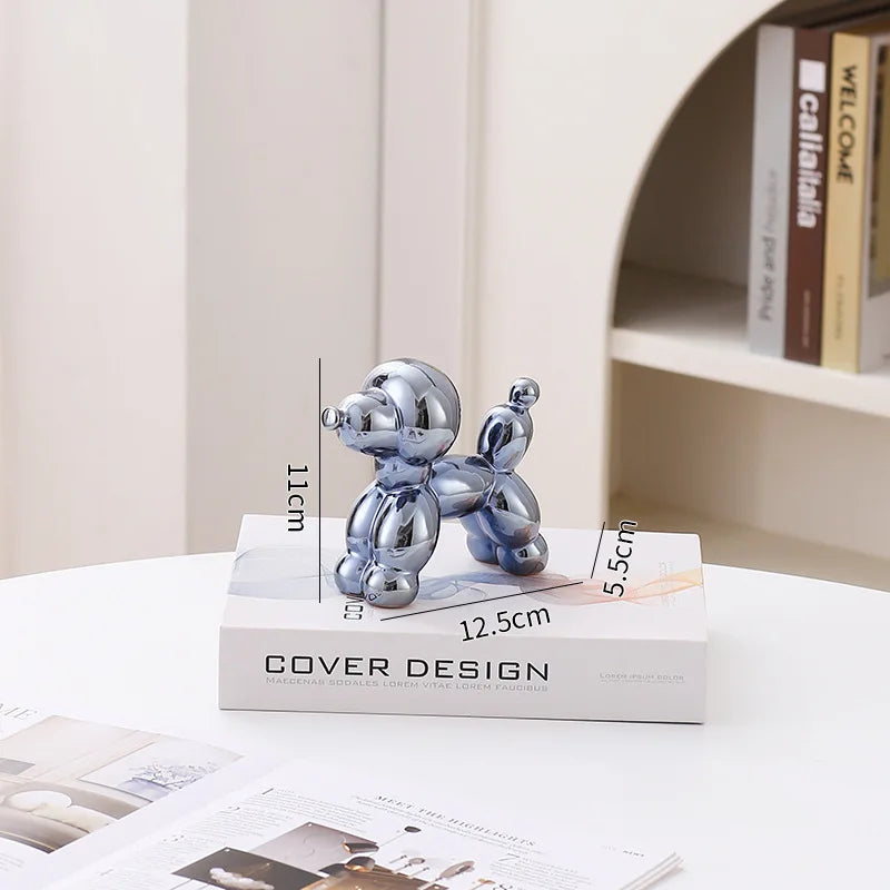12.5cm Mini Ceramic Poodle Abstract Ornament Creative Sculpture Study Room Statue Home Office Accessories Festival Decoration