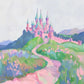 Fairy Tale World Illustration Poster Pink Castle Mermaid Illustration Wall Decor Nursery Room Kids Room Wall Decor Canvas Prints