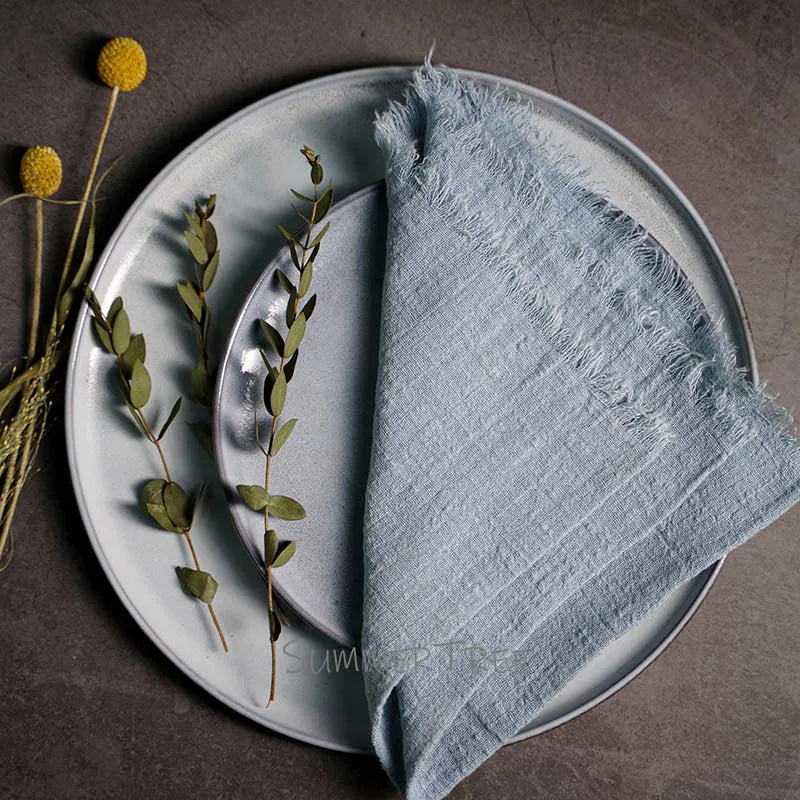 10pcs Large Napkins 41x41cm Rustic Cotton Gauze  Napkin Muslin Tea Towel Dinner Retro Cheesecloth Wedding Party Linen Decor