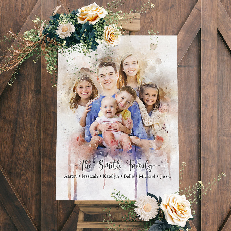 Watercolor Family Portrait Sign