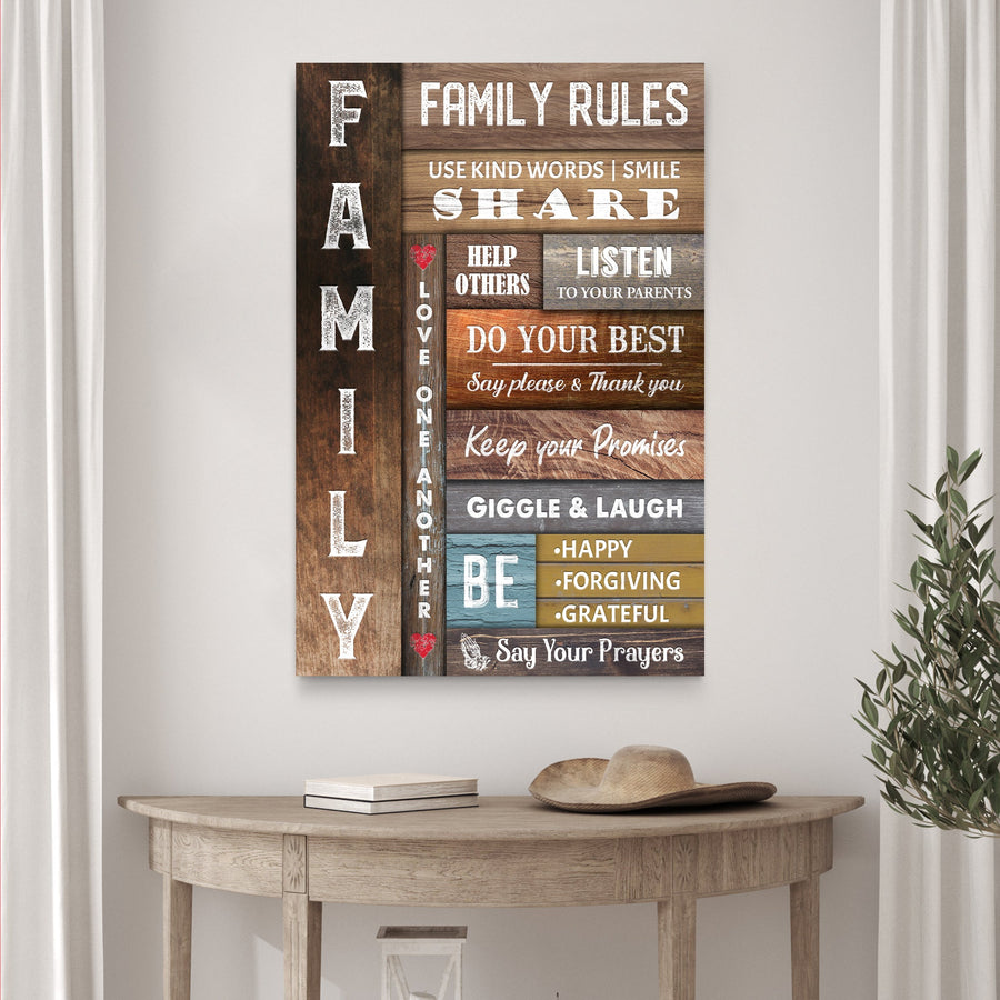 Use Kind Words, Listen To Your Parents Family Rules Sign