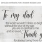 To My Dad Thank You Happy Father's Day Sign