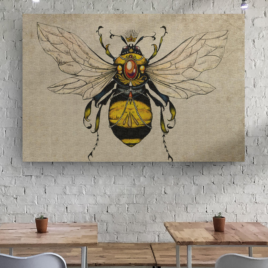 Vintage Queen Bee Canvas Wall Art