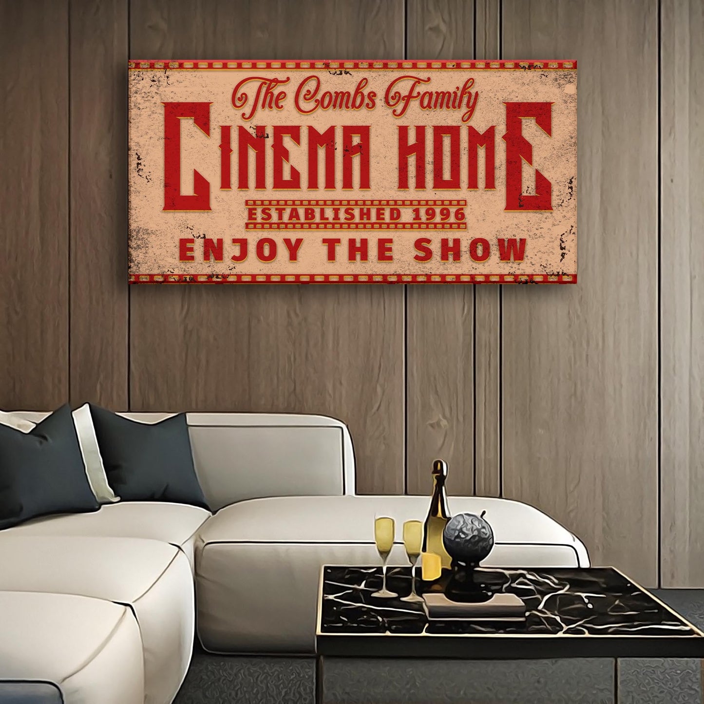 Enjoy The Show Family Cinema Home Sign