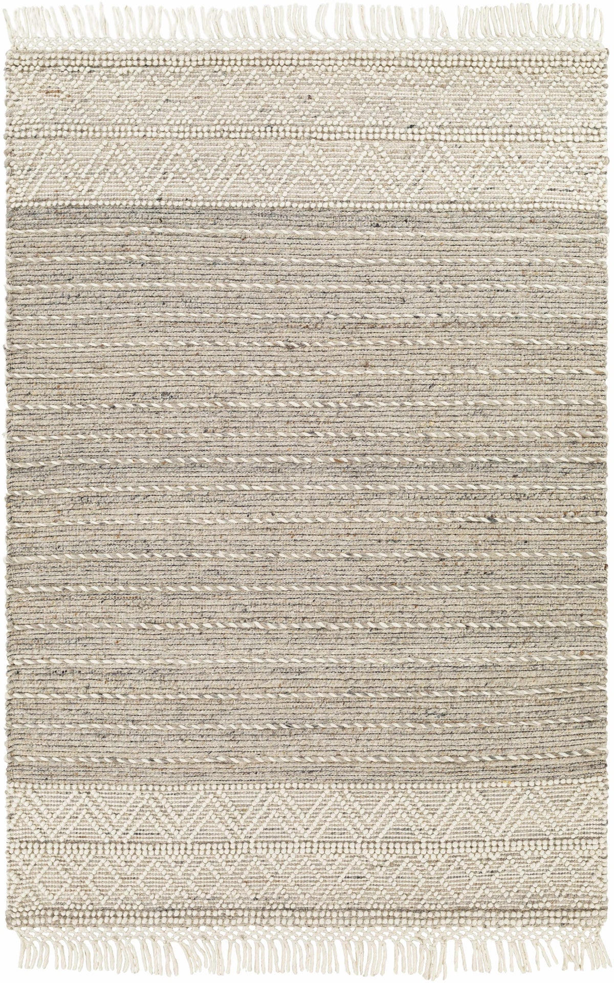 Cream Veruela Wool Blend Braided Tassel Area Rug - Clearance