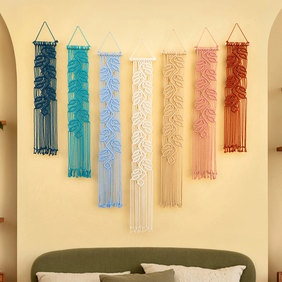 Vela Vertical Macrame Wall Hanging - Blue & Pink