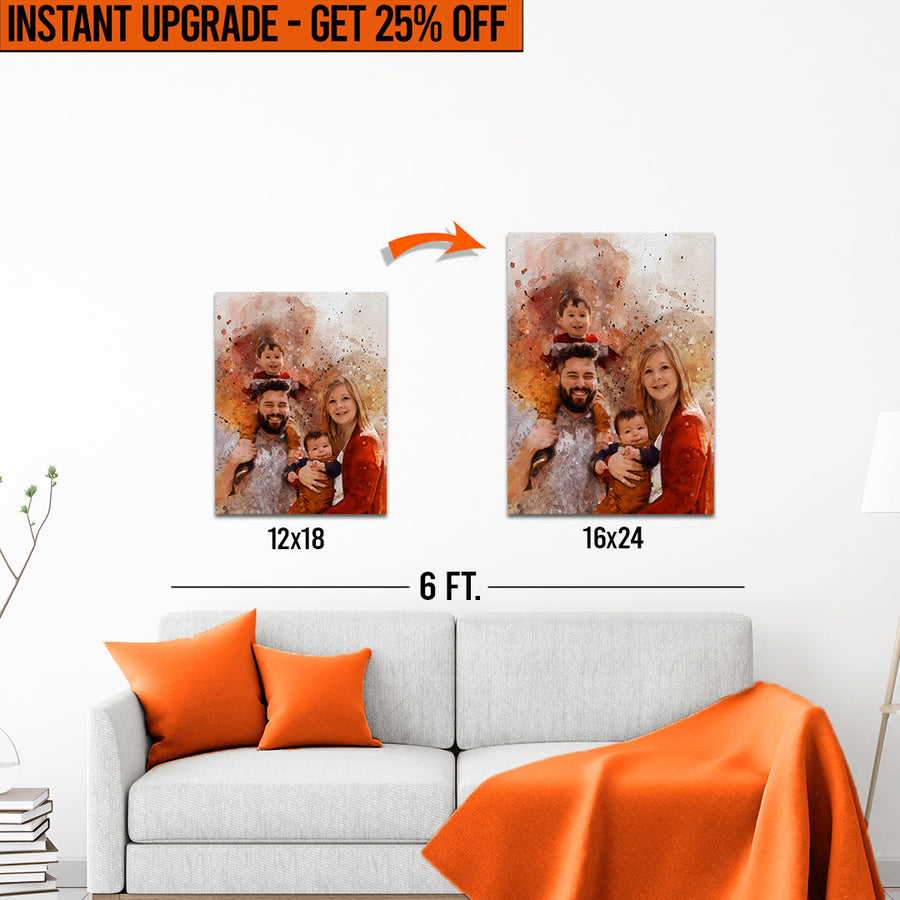 Upgrade Your 18x12 Inches 'Family Watercolor Portrait' Canvas To 24x16 Inches