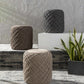 Bellingen Gray Handwoven Textured Pouf