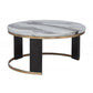 Nesting Coffee Table Set of 2, Faux Marble Top Round Coffee Table with Ottoman
