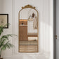 58"x24" Arched Full Body Mirror with Vintage Ornate Carving