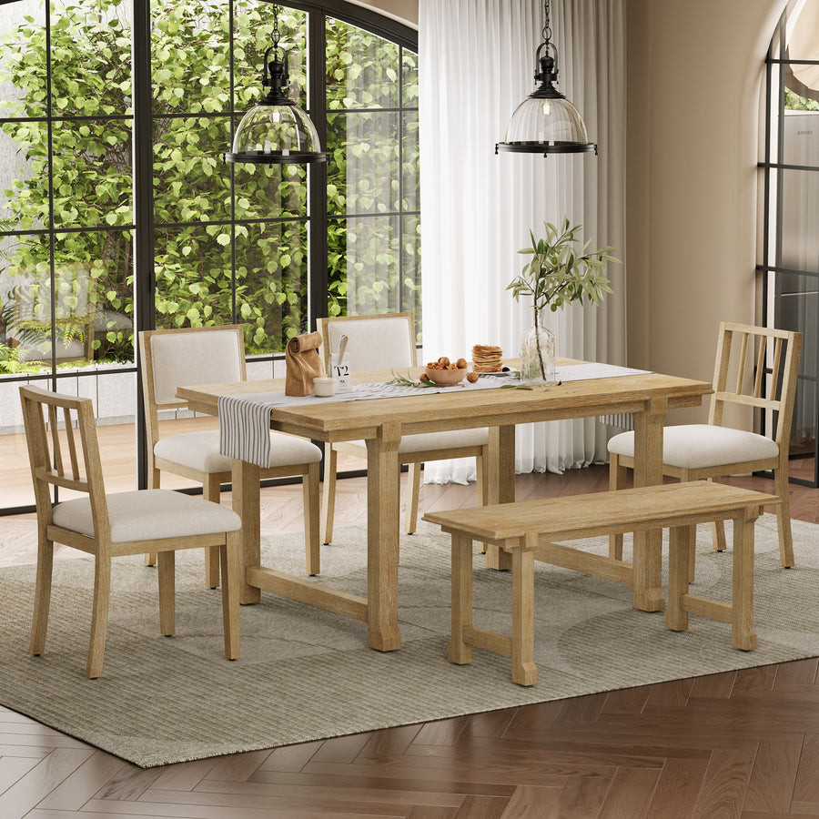 Trexm 6-Piece Farmhouse Dining Set for 6