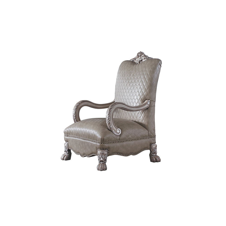 Dresden - Chair With Pillow - Synthetic Leather & Vintage Bone White