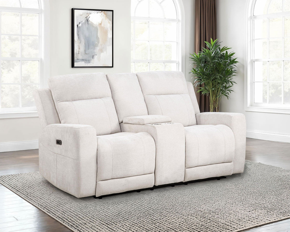 Kennett Chenille Upholstered Power Reclining Loveseat Ivory - view 6