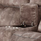 Zubaida Two Tone Chocolate Velvet Recliner Loveseat w/USB Port & Console
