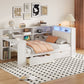 Wood Twin Size Platform Bed with Storage Shelves, Drawers, and LED