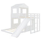 Wooden Twin Over Full Bunk Bed with Playhouse