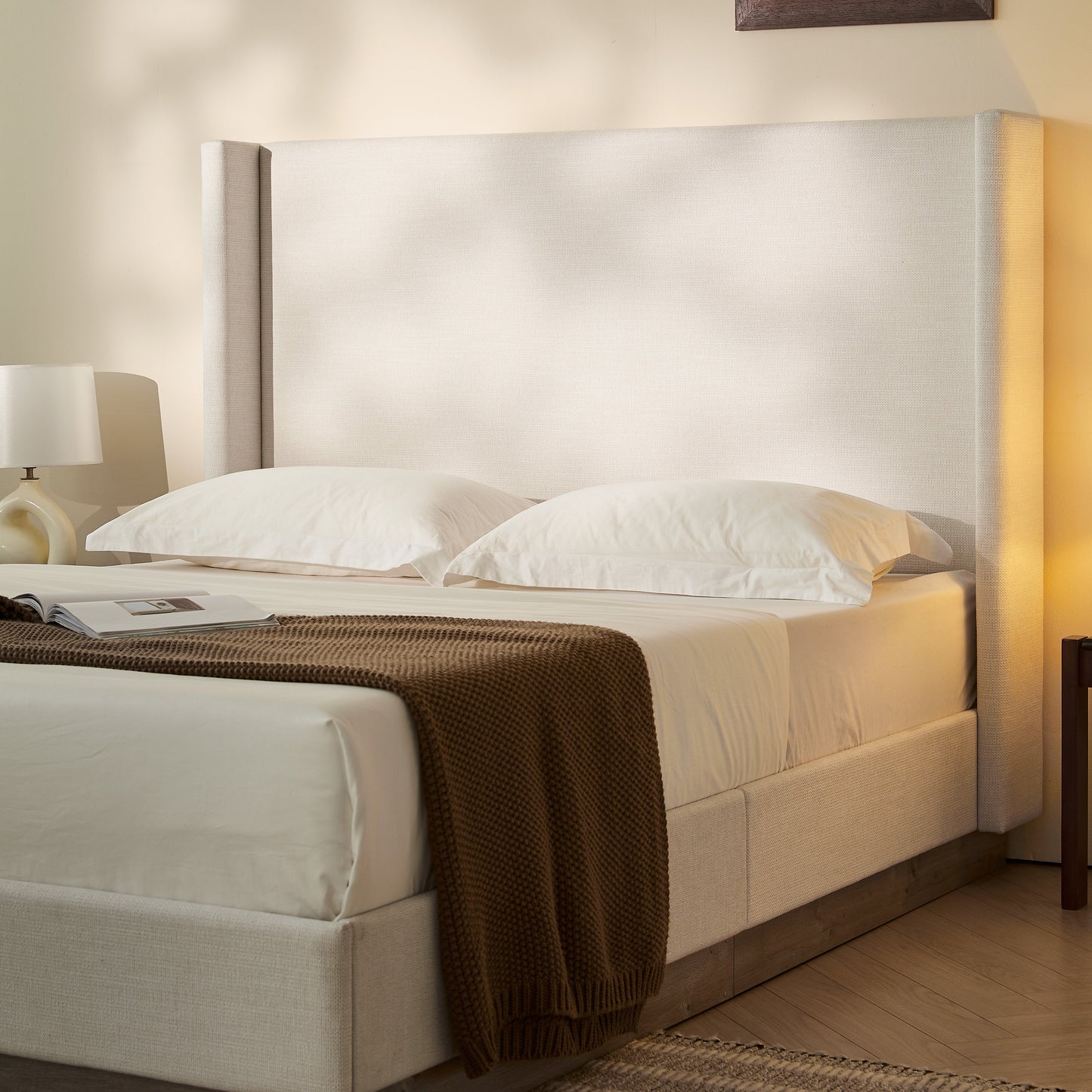 Hosford Upholstered Wingback Bed