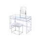 Carenze II - Vanity Set - White Faux Fur & Chrome