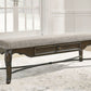 Maylee - Upholstered Storage Bench - Dark Brown