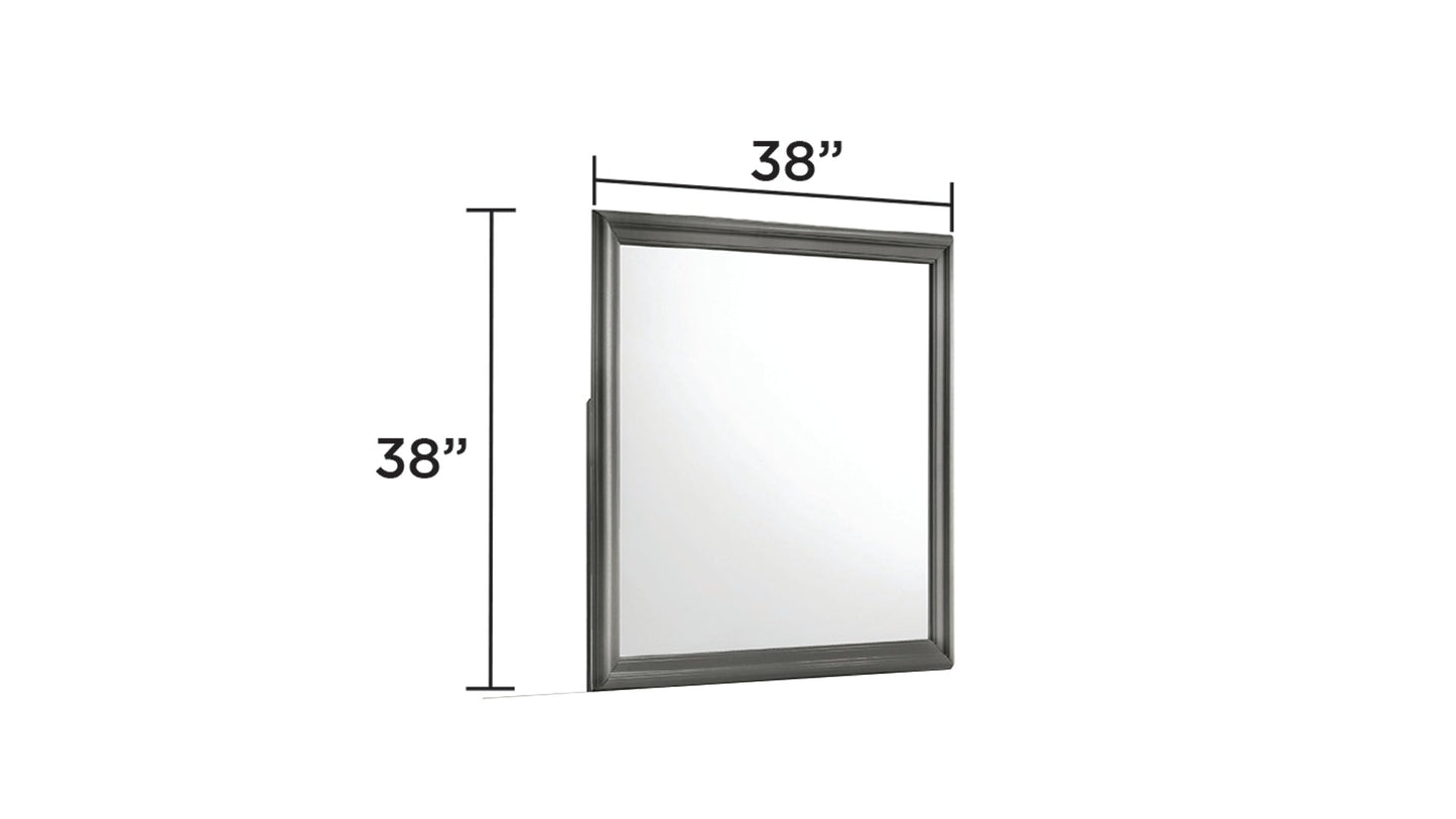 Blaze Modern Style Mirror Made with Wood in Metallic Gray