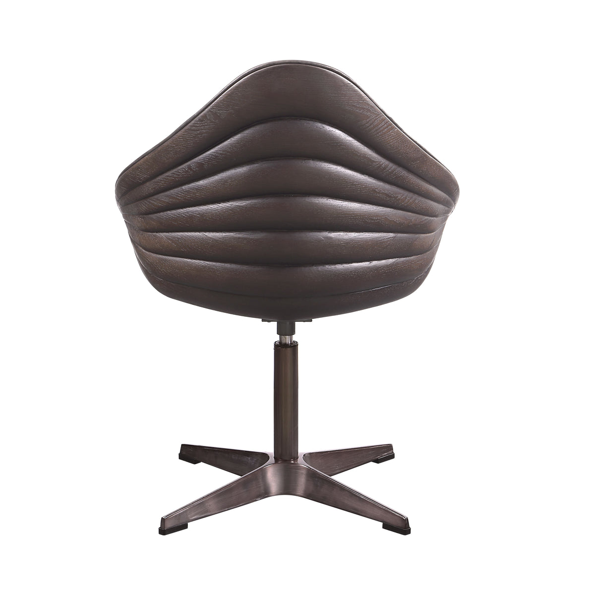 Pipino Antique Ebony Top Grain Leather Accent Chair with Swivel