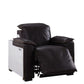 Misezon - Power Motion Recliner - Dark Top Grain Brown Leather & Aluminum