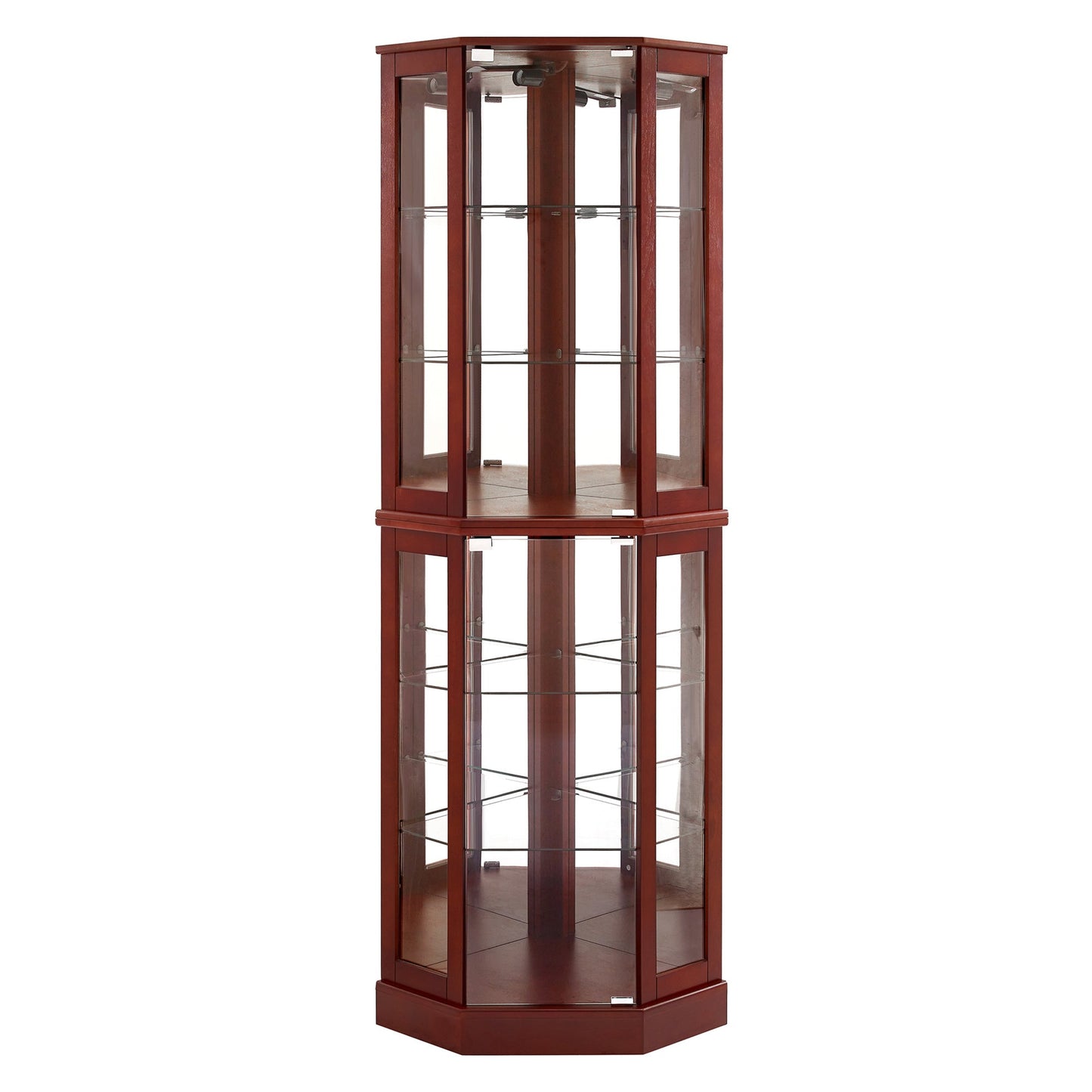 6 Shelf Corner Curio Display Cabinet with Lights and Mirrors