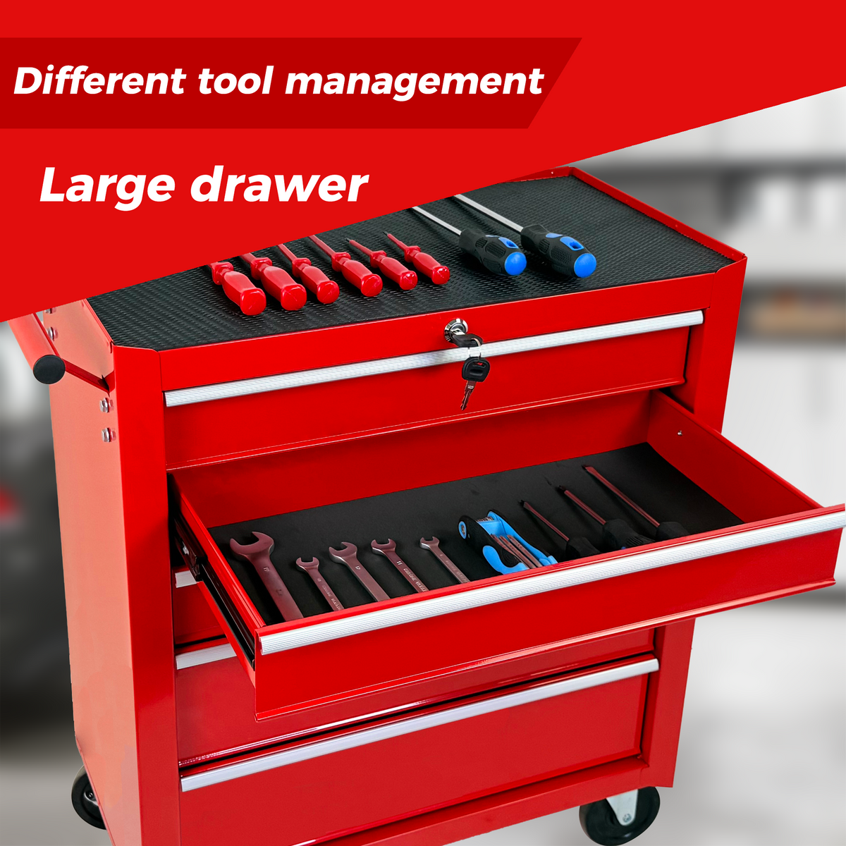 5-Drawer Rolling Tool Chest with Lock & Key