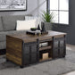 Nineel - Coffee Table - Obscure Glass, Rustic Oak & Black
