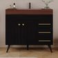 36" Freestanding Bathroom Vanity with Ceramic Sink and Faux Marble Top