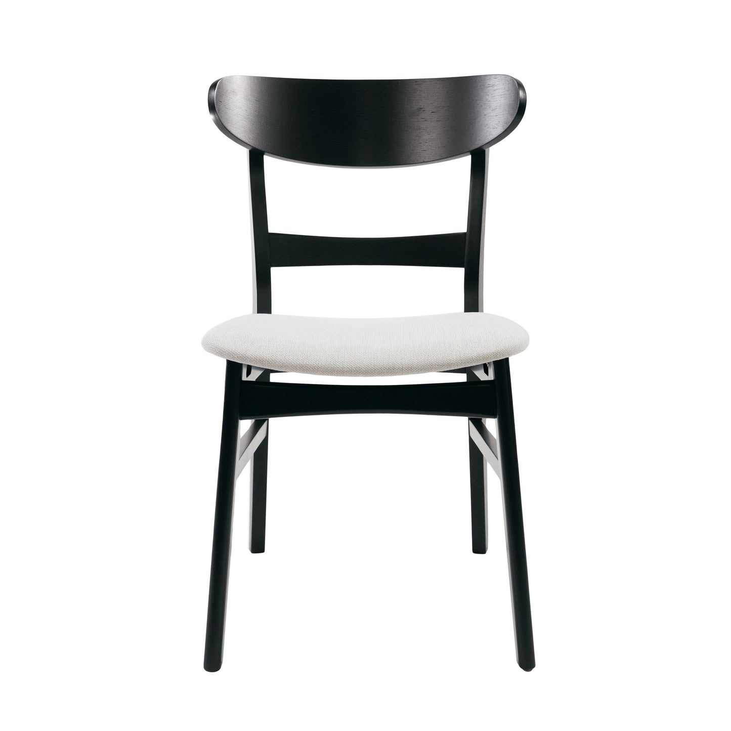 Set of 2 Dining Chairs - Upholstered Seat, Rubberwood Legs