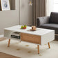 41.34" Rattan Coffee Table with Sliding Door Storage