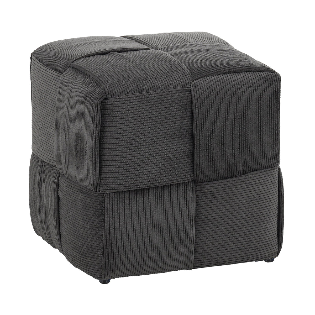 Ottoman Foot Rest Soft and Comfortable Ottoman Square Corduroy Woven Design Sofa Stool (Grey)